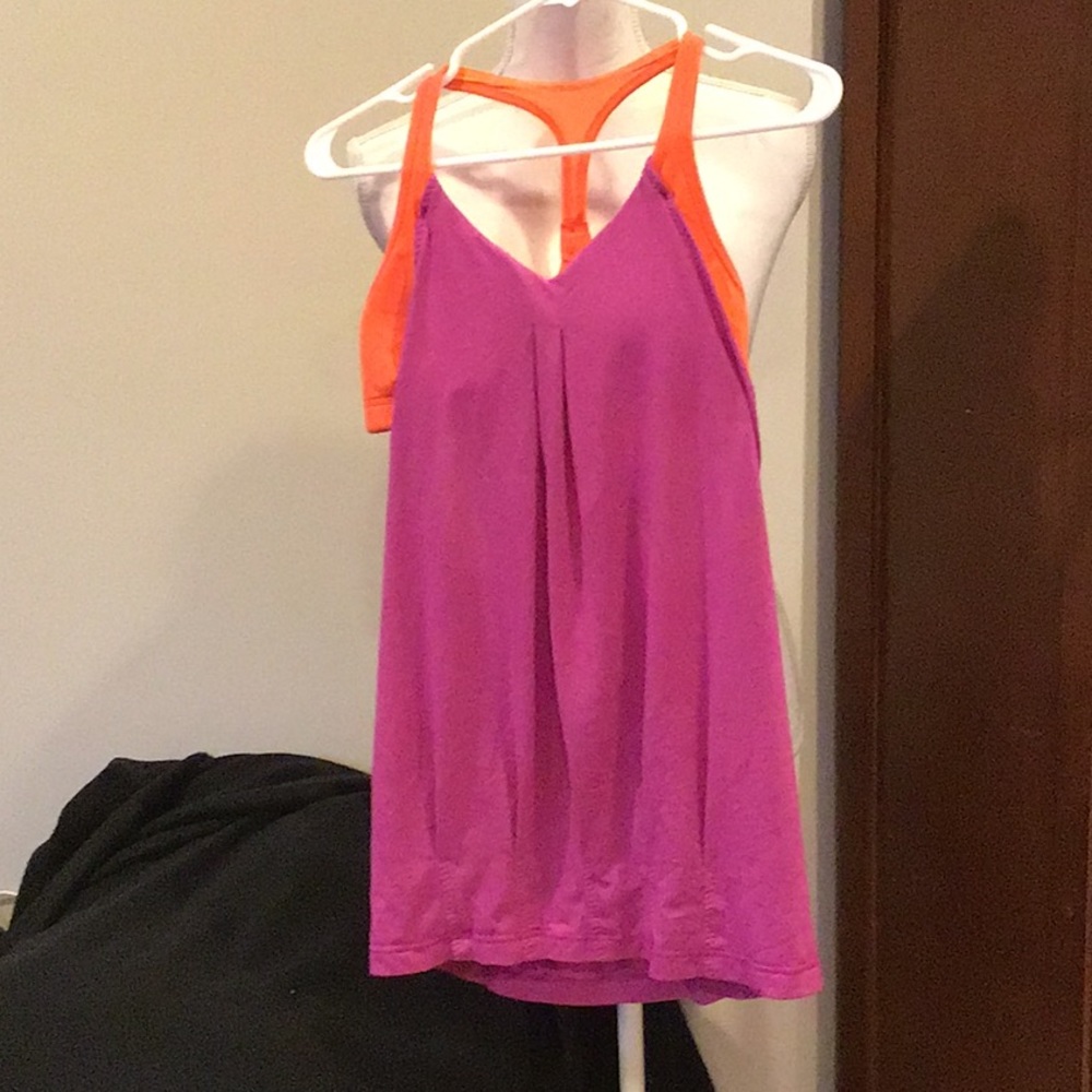 Lululemon No Limit Tank, fuchsia/orange, size 8